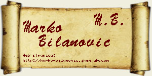 Marko Bilanović vizit kartica